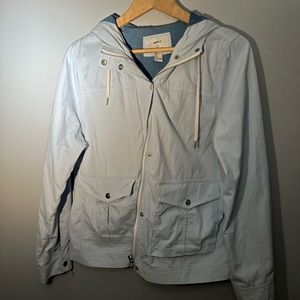 Baby Blue button and zipper down jacket, forever 21. Side pockets.